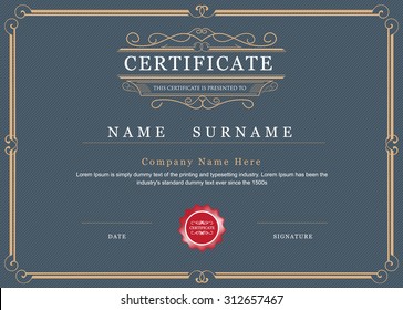 Certificate achievement frame border vector elegant flourishes template