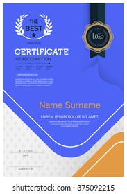 Certificate of achievement frame design template layout template in A4 size