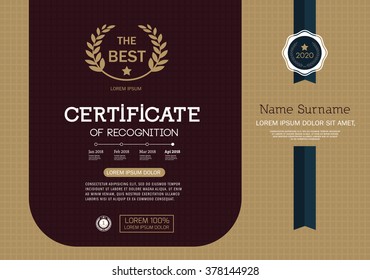 Certificate of achievement frame design template layout template in A4 size