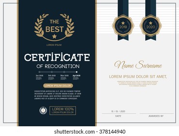 Certificate of achievement frame design template layout template in A4 size
