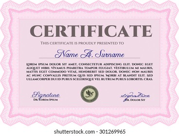 Certificate of achievement. Good design. With complex linear background. Detailed.
