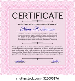 Certificado de progreso. Con patrón de guilloche y fondo. Plantilla de certificado de marco Vector.Diseño de belleza. 