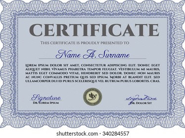 Certificado de progreso. Con patrón de guilloche y fondo. Plantilla de certificado de marco Vector.Diseño retro. 