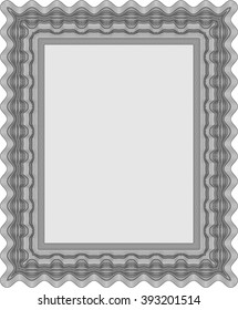 Certificate of achievement. With guilloche pattern and background. Diploma of completion. Sophisticated design. Grey color.