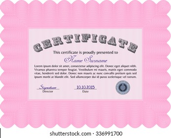 Certificate of achievement. With guilloche pattern. Detailed.Retro design. 