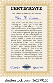 Certificate of achievement. With guilloche pattern. Frame certificate template Vector.Modern design. 