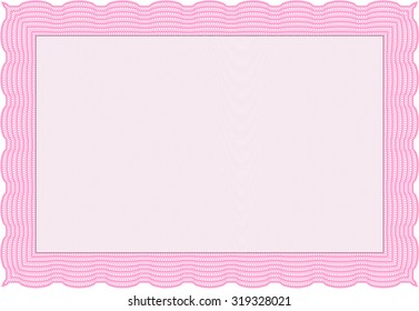 Certificate of achievement. With guilloche pattern. Vector illustration.Superior design. 