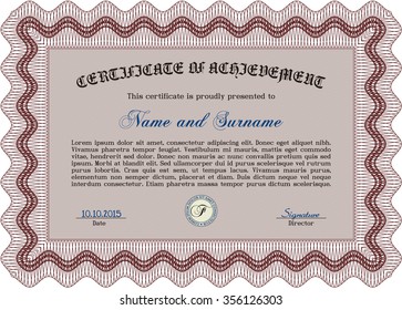 Certificado de progreso. Bonito diseño. Con fondo lineal. Personalizable, fácil de editar y cambiar los colores.
