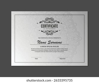 Certificate of achievement with mandala texture
