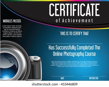 Certificate of achievement for online photography course