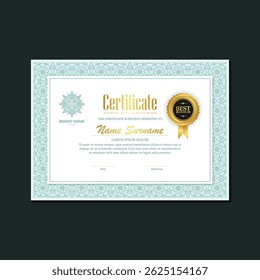 certificate of achievement with ornament frame design