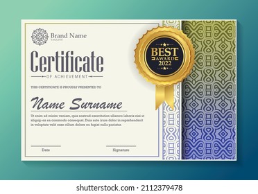 certificate of achievement with ornament pattern