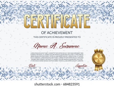 Certificate of Achievement. Pixel Design.