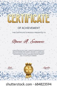 Certificate of Achievement. Pixel Design.