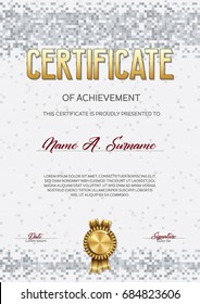 Certificate of Achievement. Pixel Design.