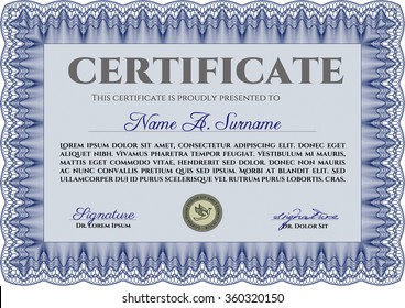 Certificate of achievement. Printer friendly. Nice design. Vector pattern that is used in money and certificate.