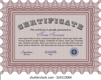 Certificate of achievement. With quality background. Lovely design. Border, frame.