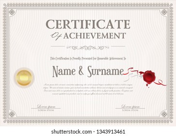 Certificate of achievement retro design template