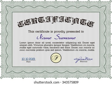 Certificate of achievement. Retro design. Vector certificate template.With linear background. 