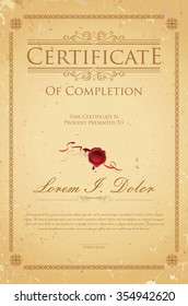 Certificate of achievement retro template