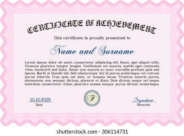 Certificado de progreso. Diseño sofisticado. Personalizable, fácil de editar y cambiar de color.Con fondo lineal. 