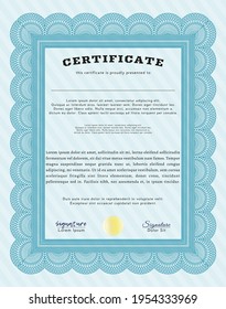 Certificate of achievement.  Superior design.  Easy to print.    Light blue color.