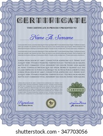 Certificate of achievement template. With background. Nice design. Frame certificate template Vector.