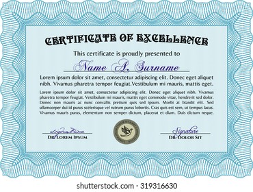 Plantilla de certificado de progreso. Borde, marco.Con un gran patrón de guilloche de calidad. Diseño de belleza. 