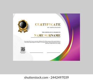 Certificate of achievement template colorful gradient isolated