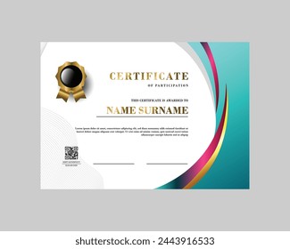 Certificate of achievement template colorful gradient background
