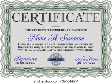 Certificate of achievement template. With complex background. Border, frame.Elegant design. 