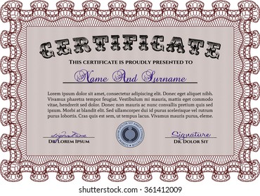 Certificate of achievement template. Complex design. Complex background. Customizable, Easy to edit and change colors.
