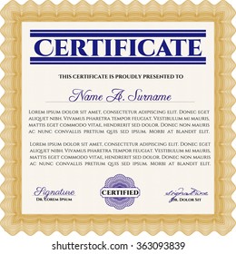 Certificate of achievement template. Complex design. Customizable, Easy to edit and change colors.With complex linear background. 