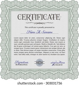 Certificate of achievement template. With complex linear background. Vector illustration.Artistry design. 