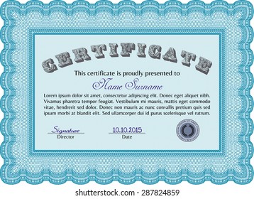 Certificate of achievement template. Cordial design. Detailed.Easy to print. 