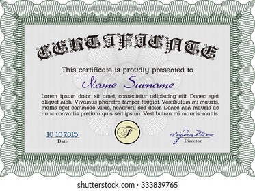 Plantilla de certificado de progreso. Personalizable, Fácil de editar y cambiar los colores.Con patrón y fondo guilloche. Diseño sofisticado. 