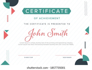 Certificate Of Achievement Template Design with Strip Pattern.
