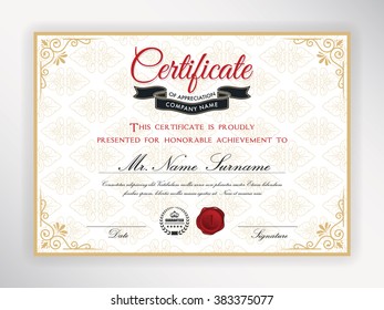 Certificate of achievement template design. Vector illustration