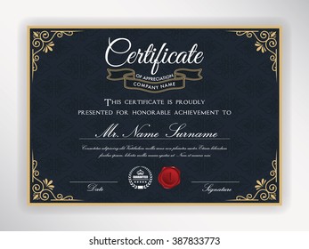 Certificate of achievement template design. Vector illustration