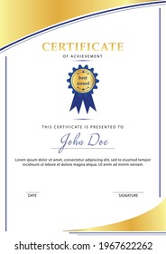 Certificate Achievement Template Design White Golden Stock Vector ...