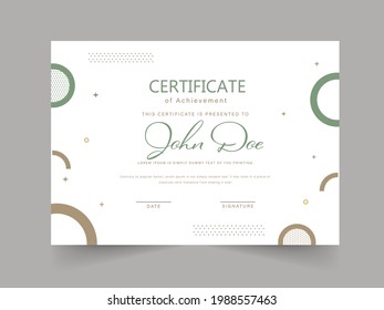 Certificate Of Achievement Template Design In White Color.