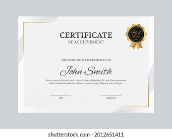 Certificate Of Achievement Template Design In White Color.