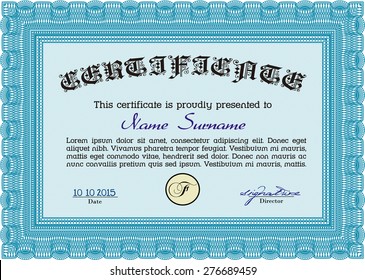 Certificate of achievement template. Detailed.With background. Good design. 
