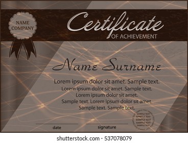 Certificate of achievement template . Elegant background. Winning the competition. Reward. Vector illustration.