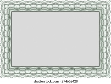 Certificate of achievement template. Elegant design. With complex linear background. Vector pattern that is used in currency and diplomas.