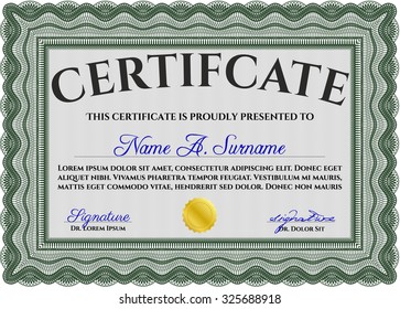 Certificate of achievement template. Elegant design. With quality background. Diploma of completion.