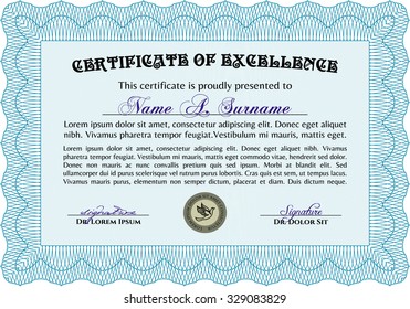 Certificate of achievement template. Elegant design. With quality background. Vector pattern that is used in money and certificate.