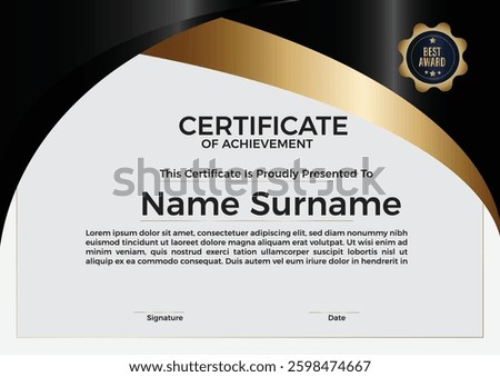 Certificate of Achievement Template, Elegant and Professional, Modern Certificate of Appreciation Design, Award Certificate Template with Gold and Black Theme
Classic Border Certificate of Completion