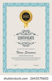Certificate of Achievement Template with Golden Award Seal