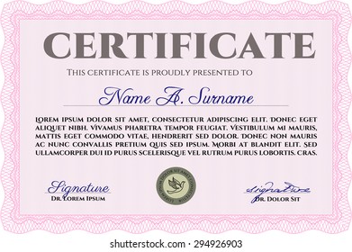 Certificate of achievement template. Good design. Diploma of completion.With quality background. 